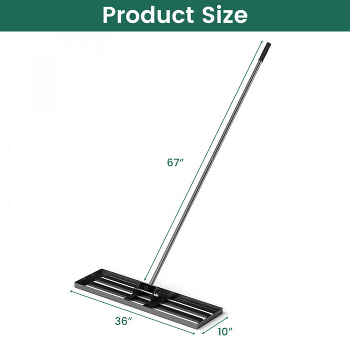 Costway Lawn Leveling Rake 36\" X 10\" Heavy Duty Level Lawn Tool For Garden Backyard/lawn Black