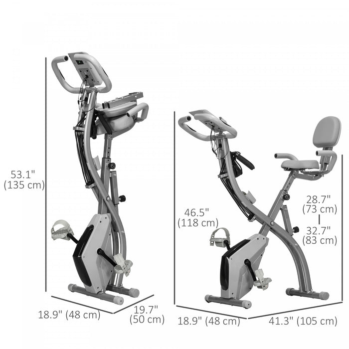 Soozier 3 In 1 Folding Exercise Bike W/ 8-level Magnetic Resistance, Grey