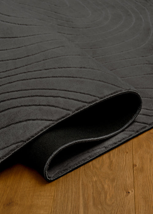 Somos Contemporary Charcoal Washable Rug 1'10\" x 6'0\" Indoor Area Rug