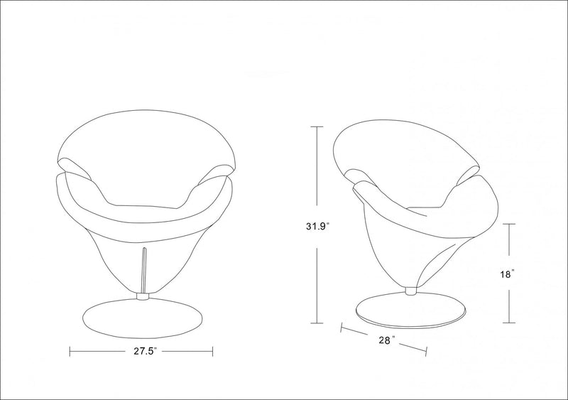 Tulip Modern Velvet Swivel Lounge Chair in Red - Set of 2