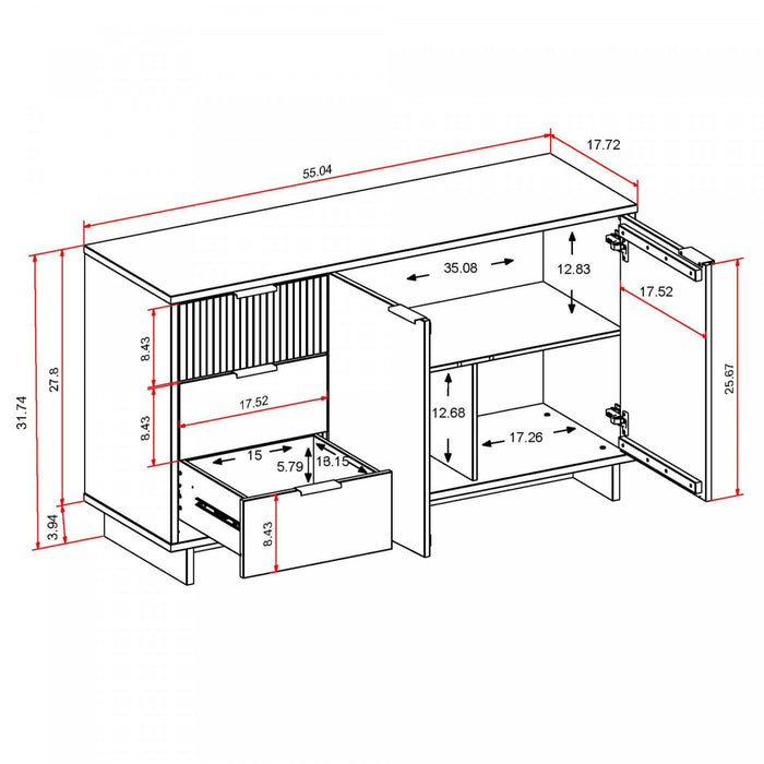 Granville Modern 55\" Sideboard in Black Buffet