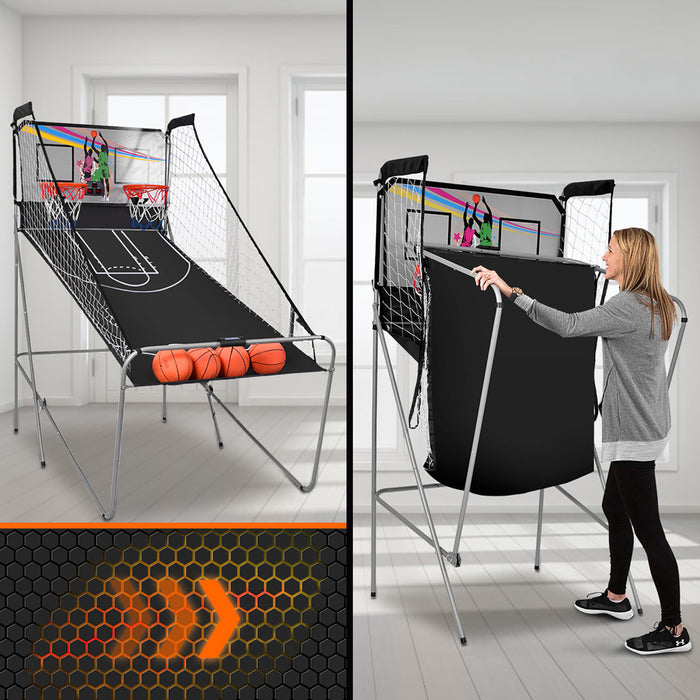Costway Indoor Basketball Arcade Game Double Electronic Hoops Shot 2 Player W/ 4 Balls