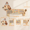 Qaba Dachshund Activity Wall Busy Board, Wooden Montessori Sensory Toys for 1.5-6 Y, Interactive Learning Activity Center for Playroom Nursery, Educational Toys for Toddler