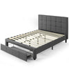 Lottie Upholstered Platform Bed with Headboard and Underbed Storage Drawer in Dark Grey - King Size | Lottie lit plateforme rembourré avec tête de lit et tiroir de rangement sous le lit gris foncé - Très grand