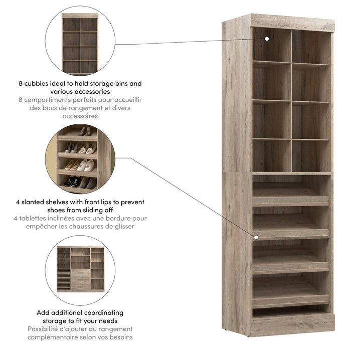 Bestar Pur 25 W Closet Shoe Organizer - Rustic Brown