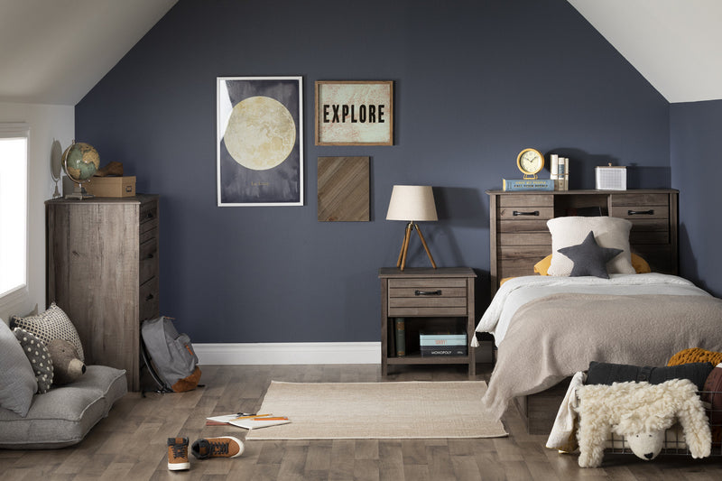 Ulysses Bookcase Headboard with Storage and Sliding Doors Fall Oak - South Shore