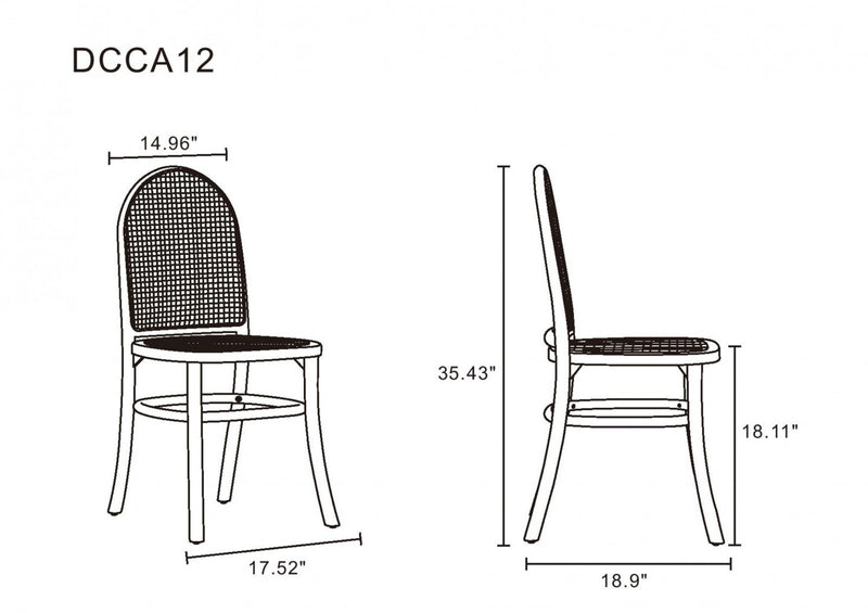 Paragon Industry Chic Cane Back Wood Upholstered Dining Chair in Oatmeal - Set of 4
