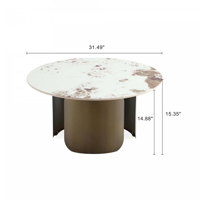 Monica Modern Glam 2-Piece Coffee Table & End Table Set in Bronze Coffee Table Set