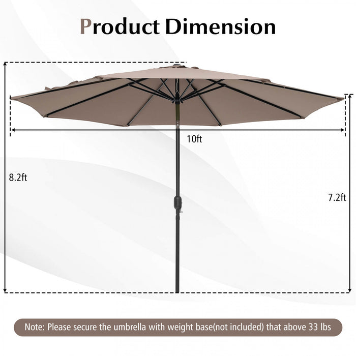 Costway 10ft Patio Umbrella Outdoor W/ 59 LBS Heavy-Duty Round Umbrella Stand