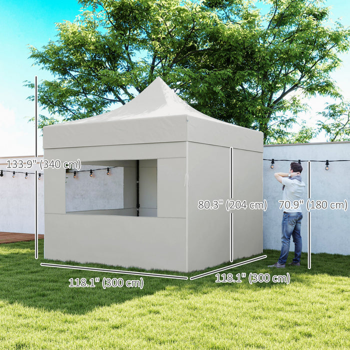 Outsunny 10' X 10' Pop Up Canopy Tent With Sidewalls & Wheeled Bag, Upf50+