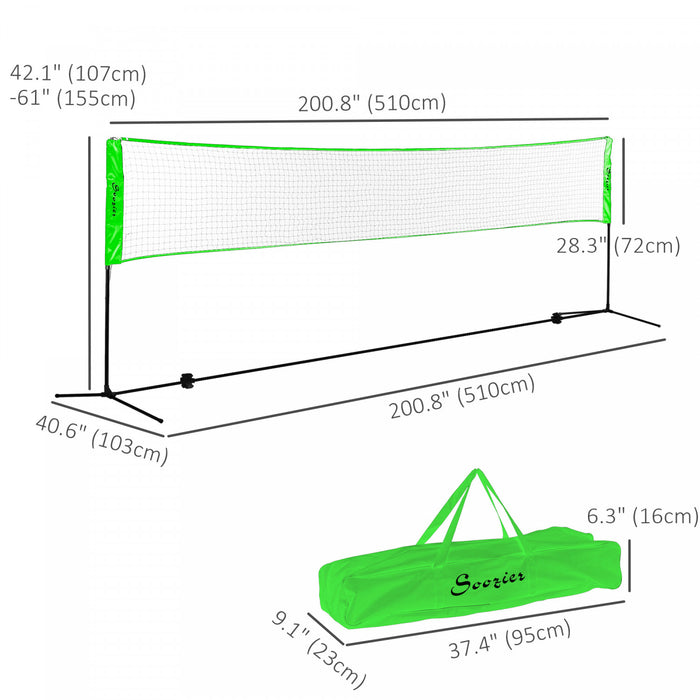 Soozier Portable Badminton Set, Pickleball Volleyball Badminton Net Set