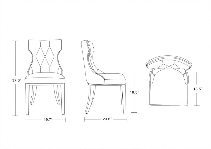 Reine Traditional Wood Upholstered Dining Chair in Gray - Set of 4