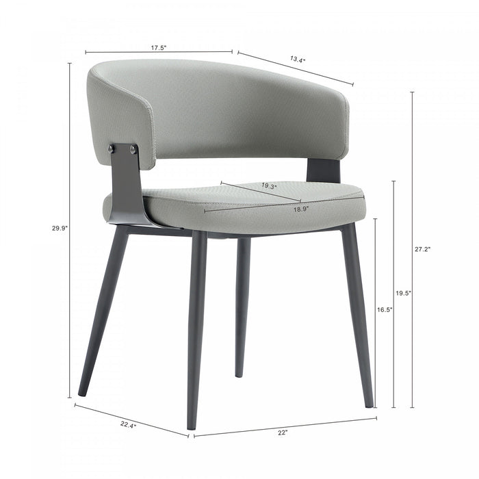 Luce Modern Textured Vegan Leather Metal Dining Chair in Stone Gray - Set of 2