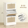 HOMCOM Rattan Shoe Storage Cabinet Organizer with 3 Flip Drawers