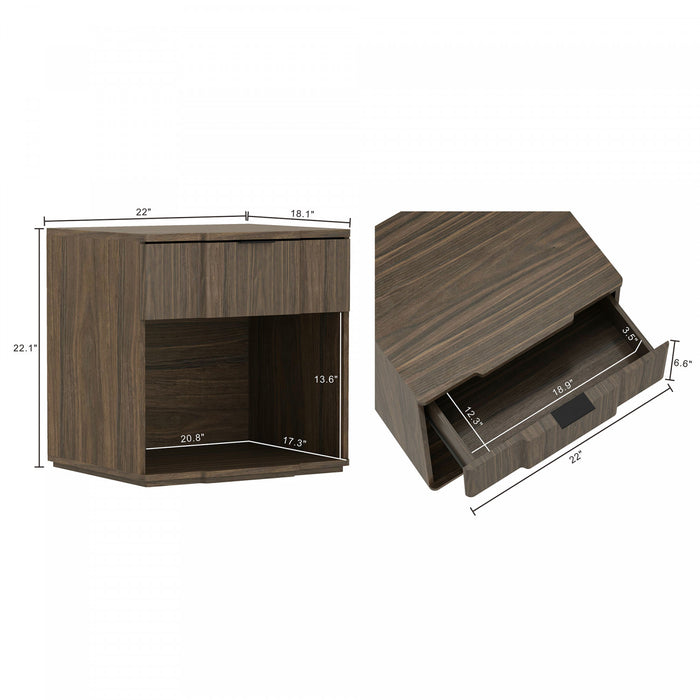 Clive Mid-Century Modern 22\" Nightstand in Walnut (1-Drawer)