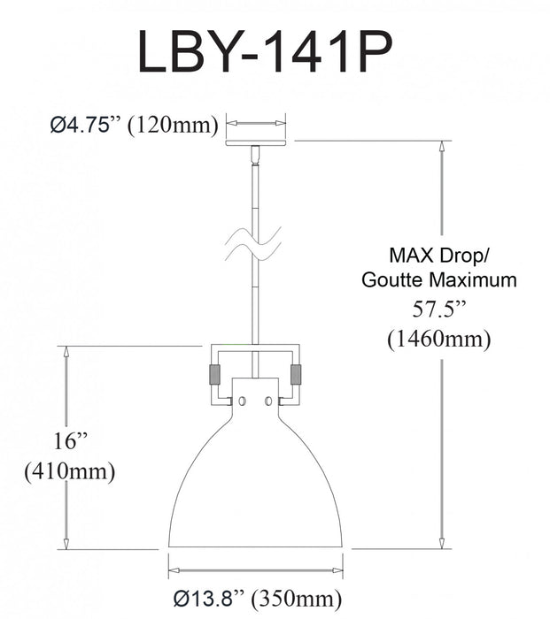 Dainolite Liberty 1 Light Pendant Matte Black Finish Lamp