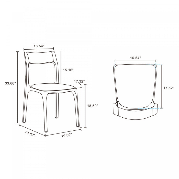 Moderno Modern Wood Vegan Leather Dining Chair in Black - Set of 4