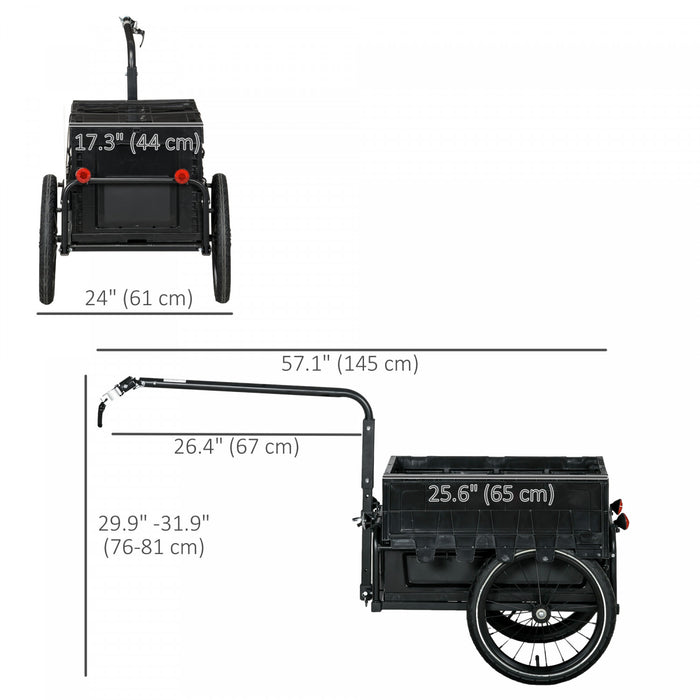 Aosom Bicycle Cargo Trailer Bike Wagon with Removable Storage Box, Black