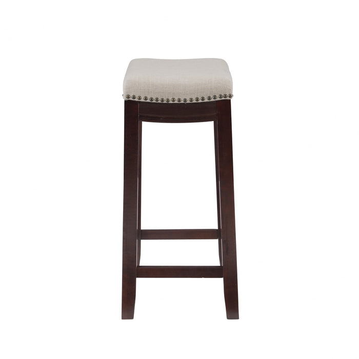 Claridge Linen-Look Fabric Backless Counter-Height Stool - Dark Walnut