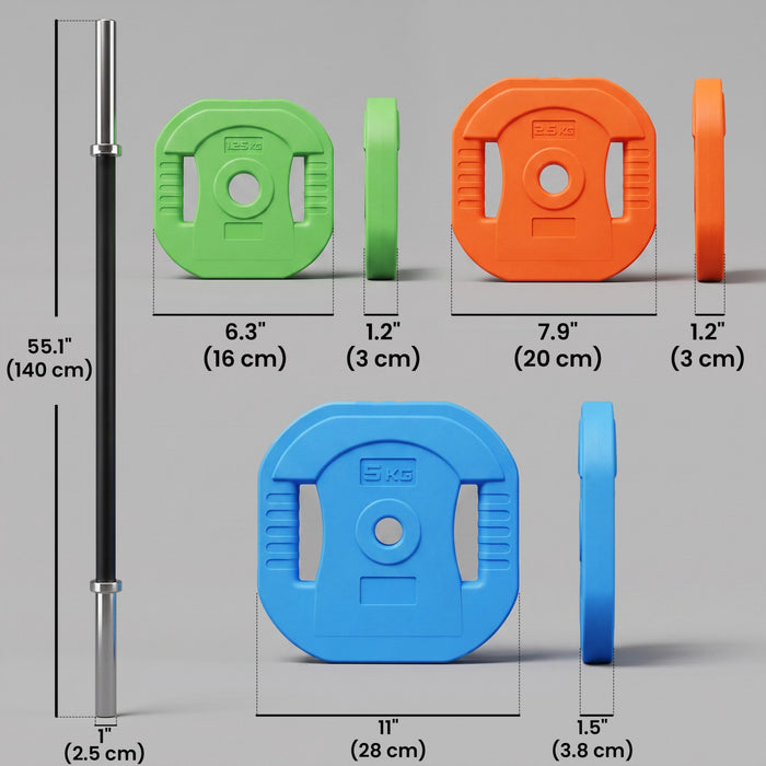 Soozier 66lbs Adjustable Barbell Weight Set, Barbell Bar, Multicolour