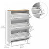 HOMCOM Shoe Cabinet with 3 Flip Drawers for 24 Pairs of Shoes, White