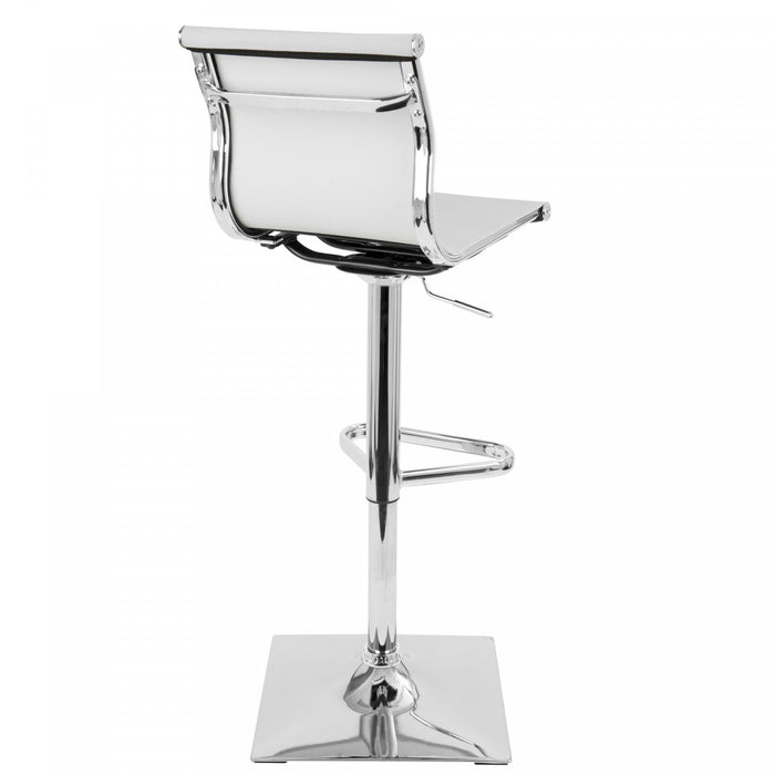 LumiSource Mirage Fabric Contemporary Adjustable Barstool with Swivel - White
