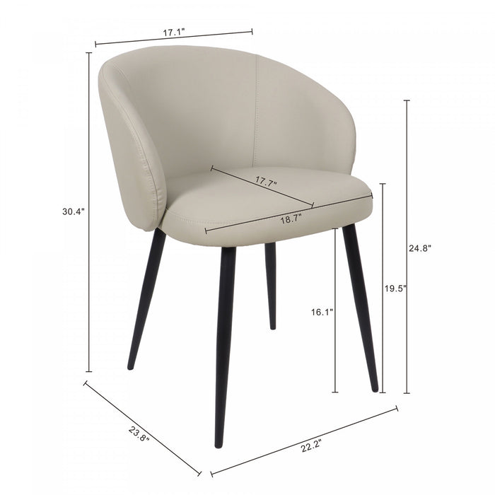 Looma Contemporary Modern Vegan Leather Metal Side Chair in Stone Gray - Set of 2