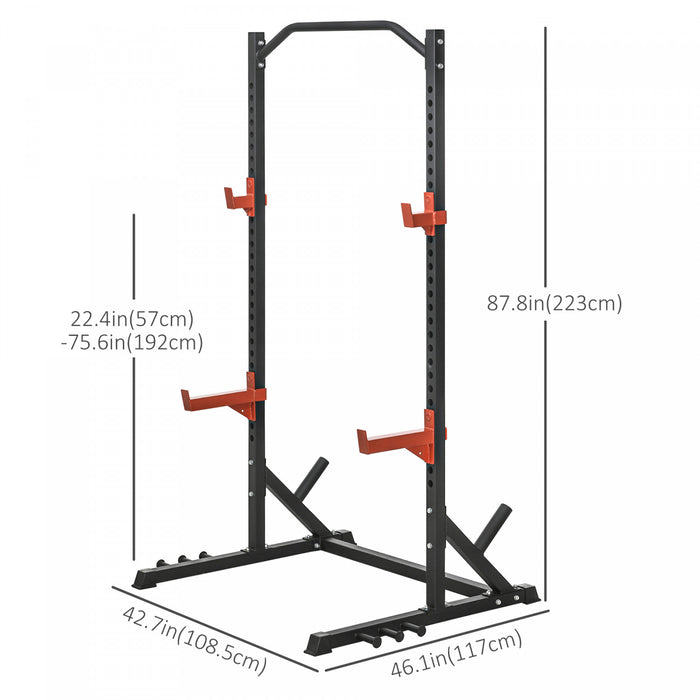 Soozier Multifunction Power Rack, Adjustable Squat Rack Stand With Pull Up Bar And Weight Plate Rack, Barbell Rack For Home Gym Weight Lifting