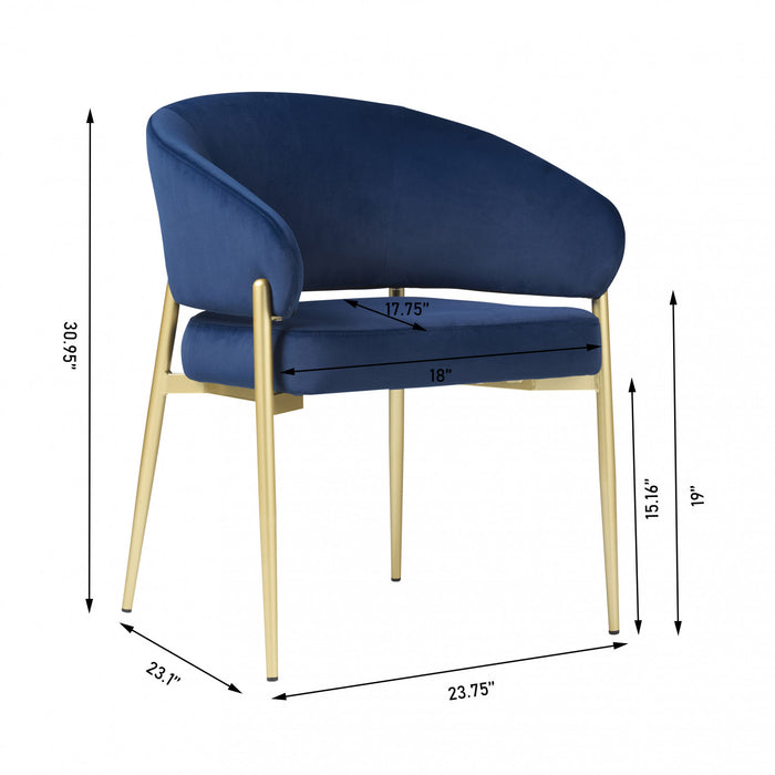 Jessie Modern Dining Chairs Set Of 2 With Upholstered Fabric Side Chairs And Metal Frame,blue