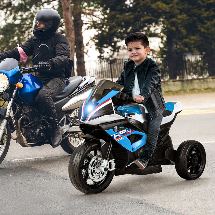 12v Kids Ride On Motorcycle Licensed Bmw 3 Wheels Electric Toy W/ Light & Music Blue