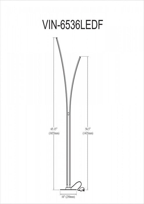 Dainolite Vincent Floor Lamp 34w Matte Black White Acrylic Diffuser