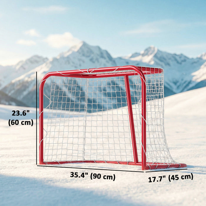 Soozier 3' x 2' Hockey Goal, Easy Set Up Hockey Net with Steel Frame, PE Mesh, Street Hockey Net, Lightweight & Portable, Indoor & Outdoor Training Equipment