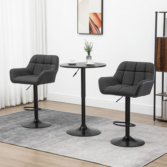 HOMCOM Adjustable Bar Stools Set of 2, Swivel Tufted Fabric Barstools