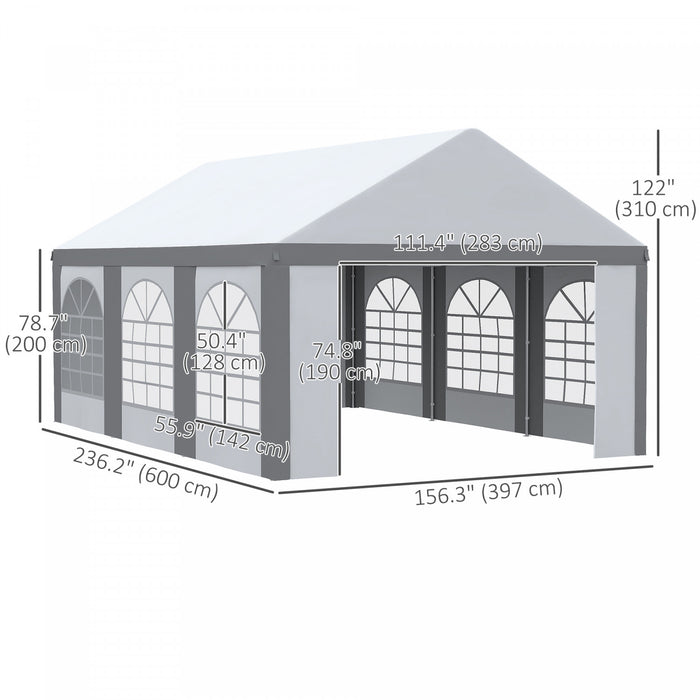 Outsunny 20 X 13ft Party Tent With Sides, 6 Windows And 2 Doors