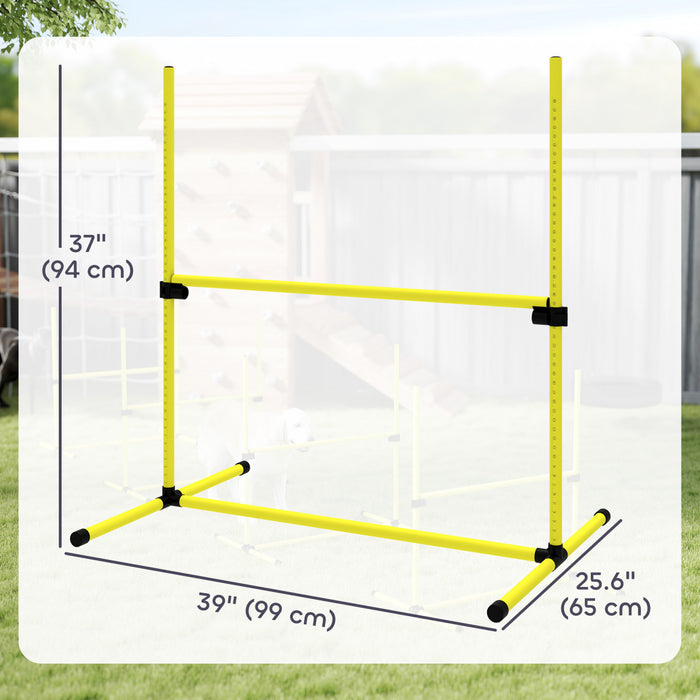 Pawhut 39\"L Dog Agility Training Equipment for Large Medium Small Dog, 6 PCS Adjustable Height Hurdles for Agility Training, Obstacle Course Starter Kit, 6KG Net Wight, Yellow
