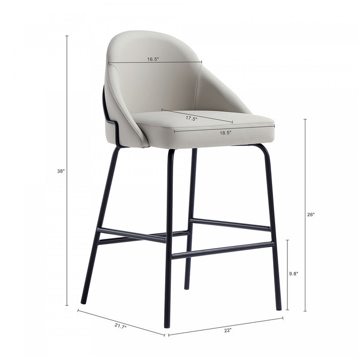 Gracie Modern Metal Upholstered Counter Stool in Stone Gray and Black Armoire