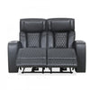 Kingsley 58 in. Leather Match Power Reclining Loveseat with Armrest Storage and USB - Black | Causeuse inclinable electrique Kingsley de 58 po en cuir assorti avec rangement dans les accoudoirs et USB - Noir