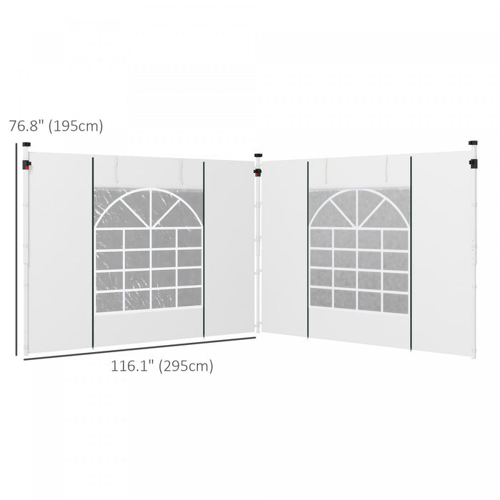 Outsunny Instant Canopy Sidewalls With Windows And Doors, For 10' X 10' Or 10' X 20' Pop Up Canopy, Canopy Walls Replacement, 2pcs, White