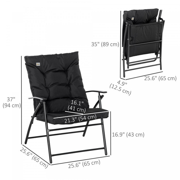 Foldable Lounge Chair, Fabric Upholstered Recliner With Armrest, Black