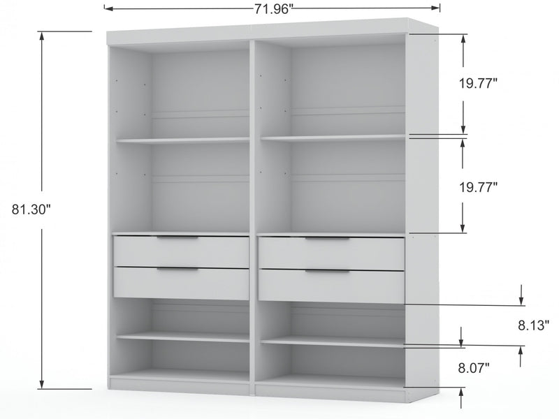 Mulberry Contemporary Modern 36\" Wardrobe Closet in White - Set of 2