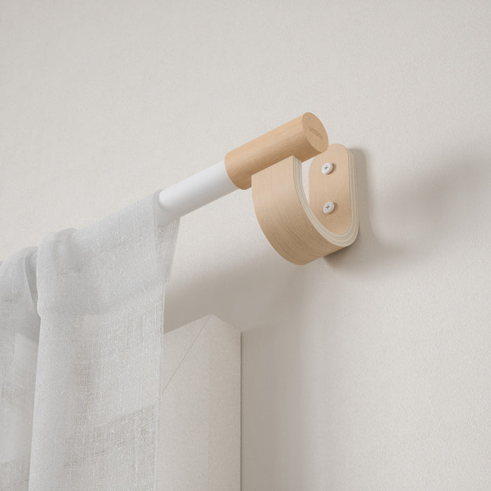 Umbra Bellwood White and Natural Expandable 1\" Curtain Rod - 42\"-120\" 