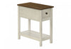 Accent Side End Table 2-Tier Narrow Bedroom Storage Drawer Antique White Brown Veneer Transitional