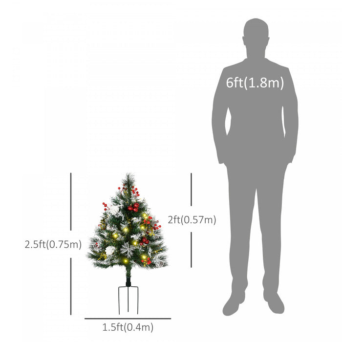 Homcom 2-pack 2 Ft. Pre-lit Artificial Christmas Trees For Outdoors