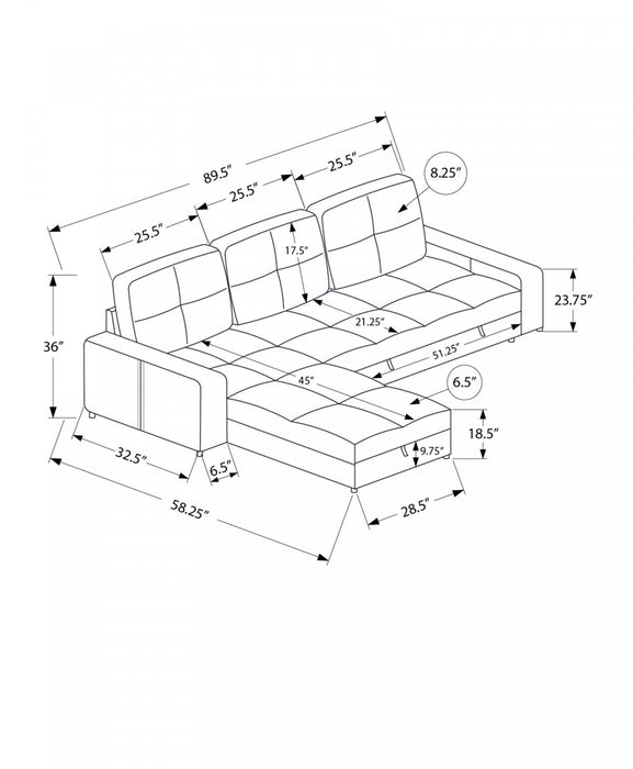 Sleeper Sofa, 90\" Length, Convertible Sofa Bed, Storage Chaise, Rust Fabric, Contemporary Sleeper Sofa