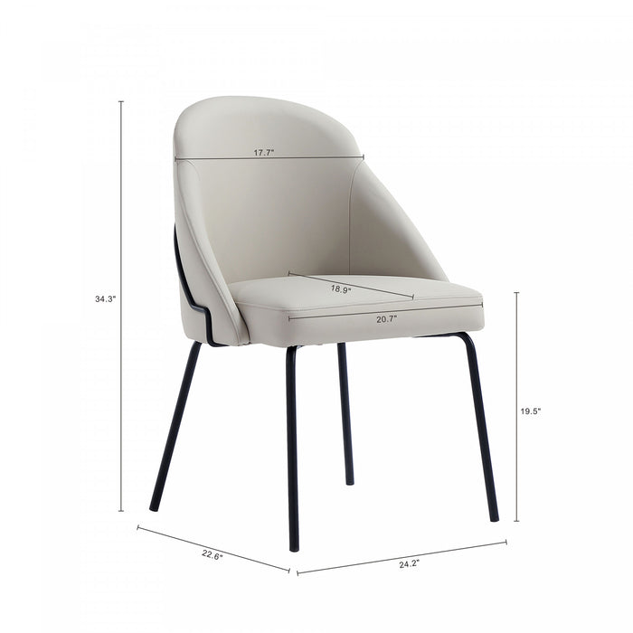 Gracie Modern Metal Vegan Leather Dining Chair in Stone Gray and Black