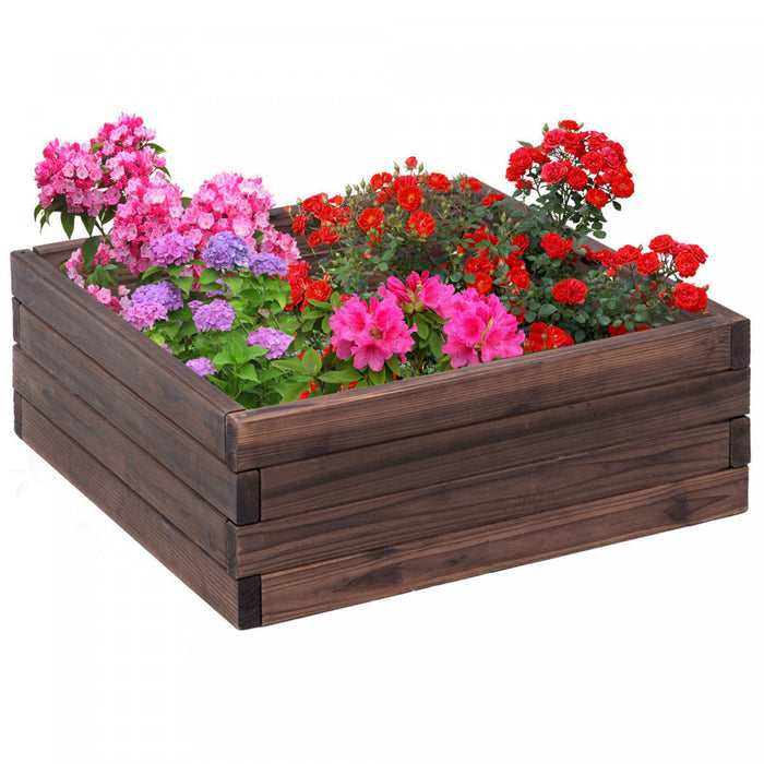 Costway Square Raised Garden Bed Flower Vegetables Seeds Planter Kit Elevated Box