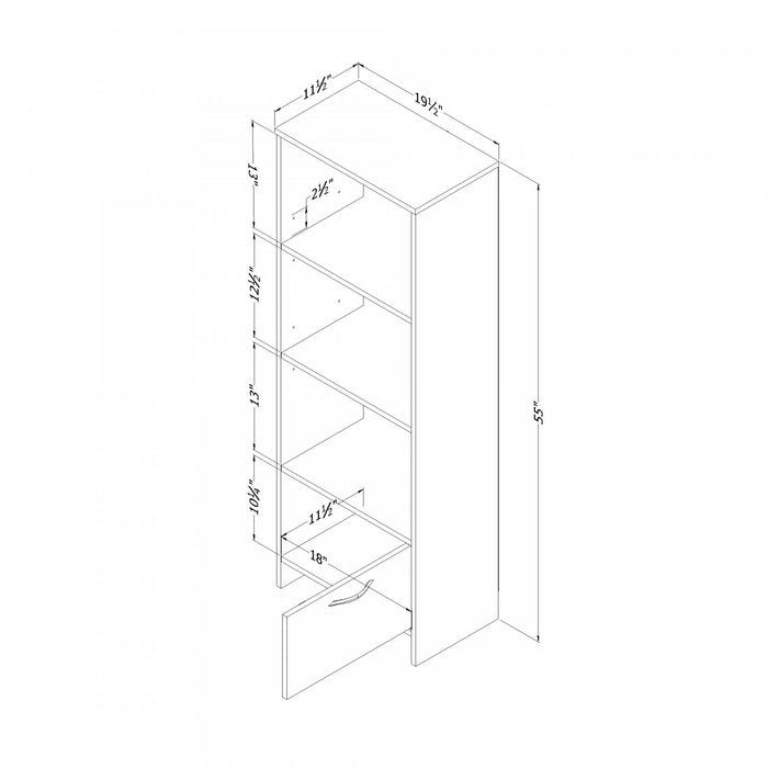 Step One 3-shelf Bookcase With Door - Pure Black