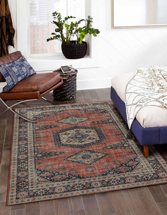 Tracy Traditional 6'0\" x 9'0\" Area Rug in Orange Indoor Area Rug