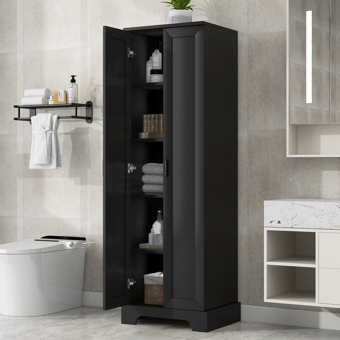 Liam Multi-Functional Storage Cabinet with Doors and Adjustable Shelves,Black Accent Cabinet