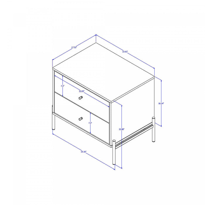 Jasper Modern 25\" Nightstand in Sage Gray (2-Drawer) - Set of 2